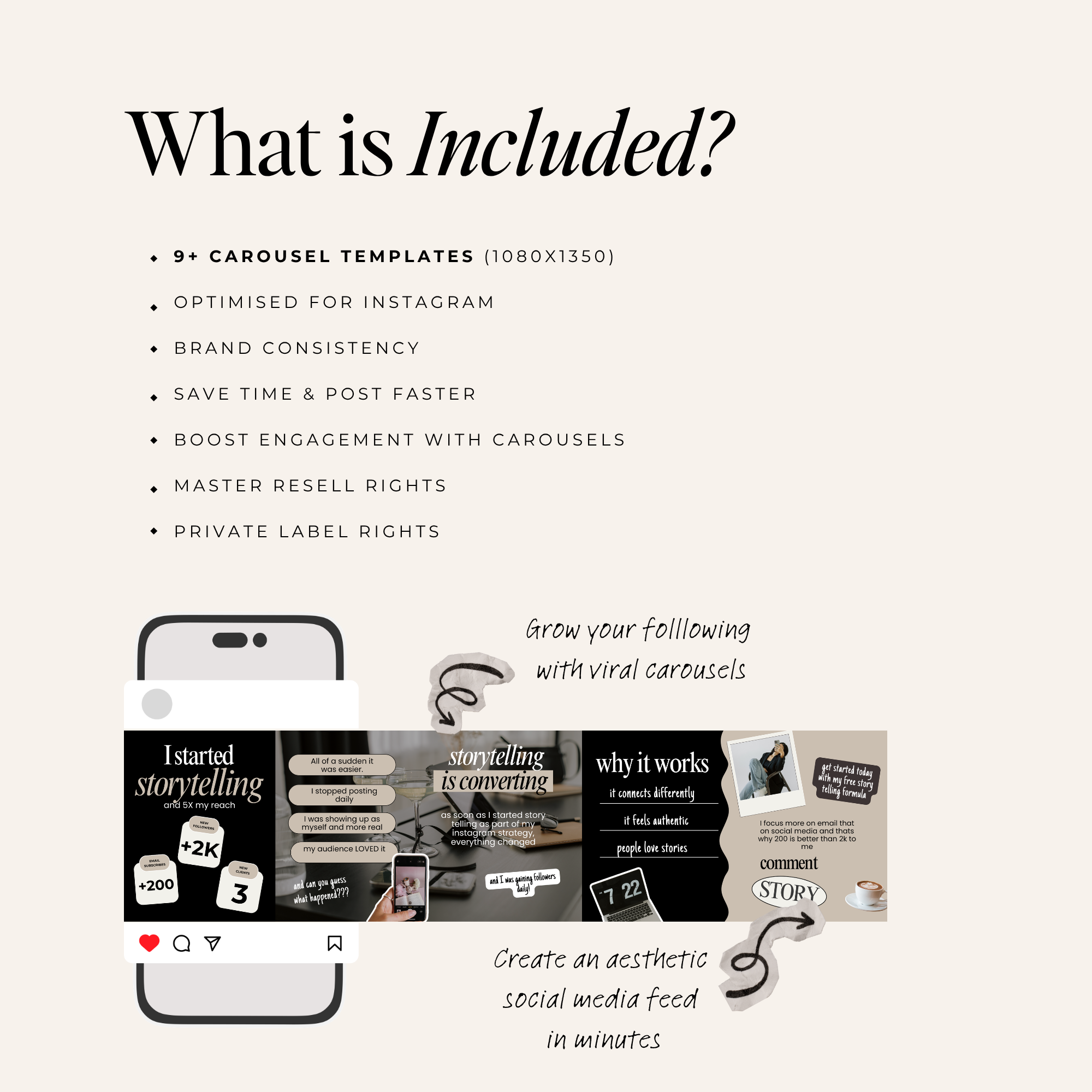 Seamless Instagram Carousel Templates VOL2 - Digital Product Elevate Her Studio