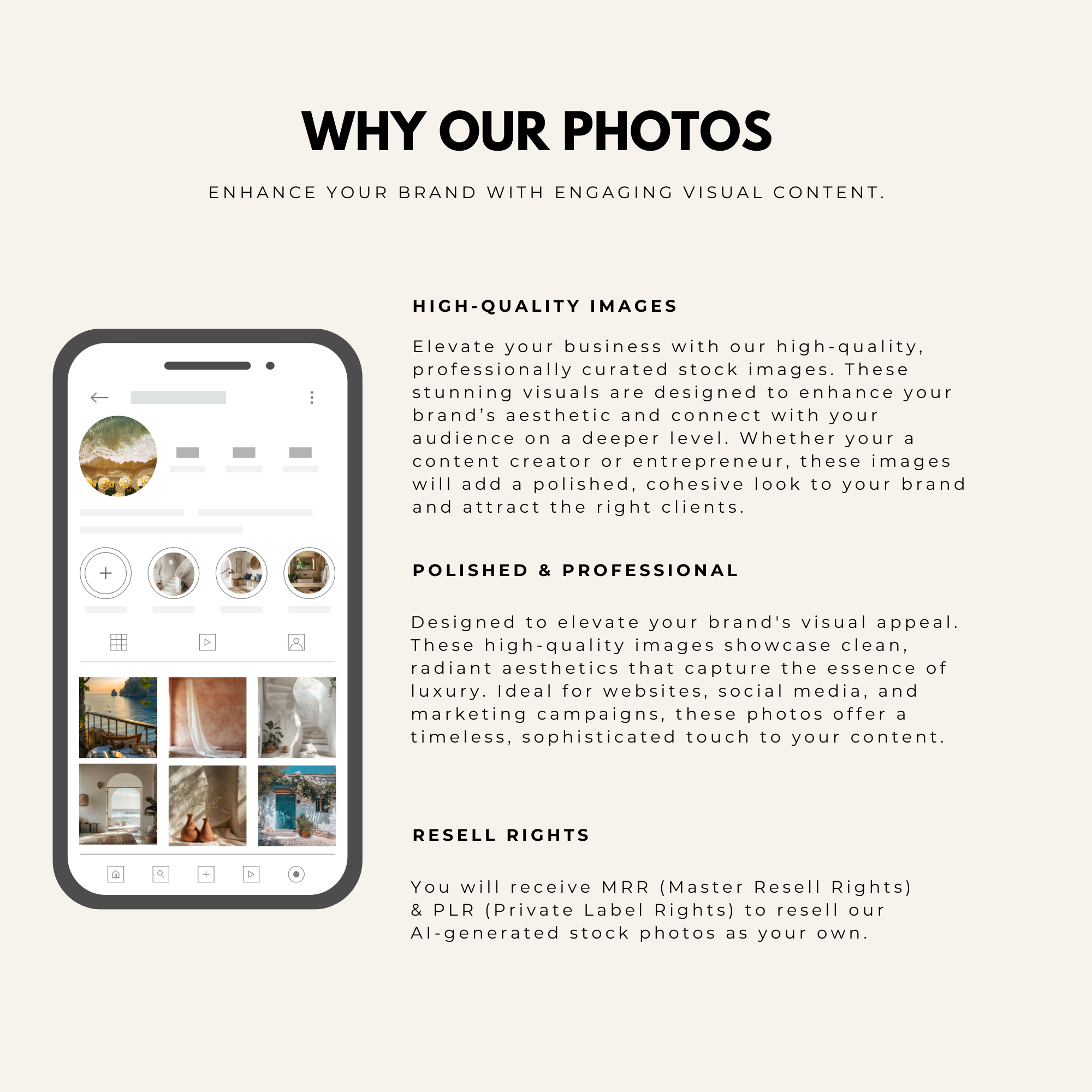 High-quality Mediterranean stock images showcasing coastal views, tranquil villas, and lush landscapes. Includes master resell and PLR rights.