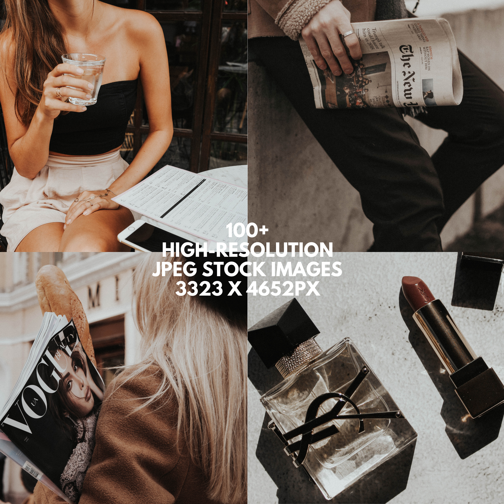 Preview of 100+ high-resolution JPEG editorial stock images for resell, ideal for branding and social media content creation.
