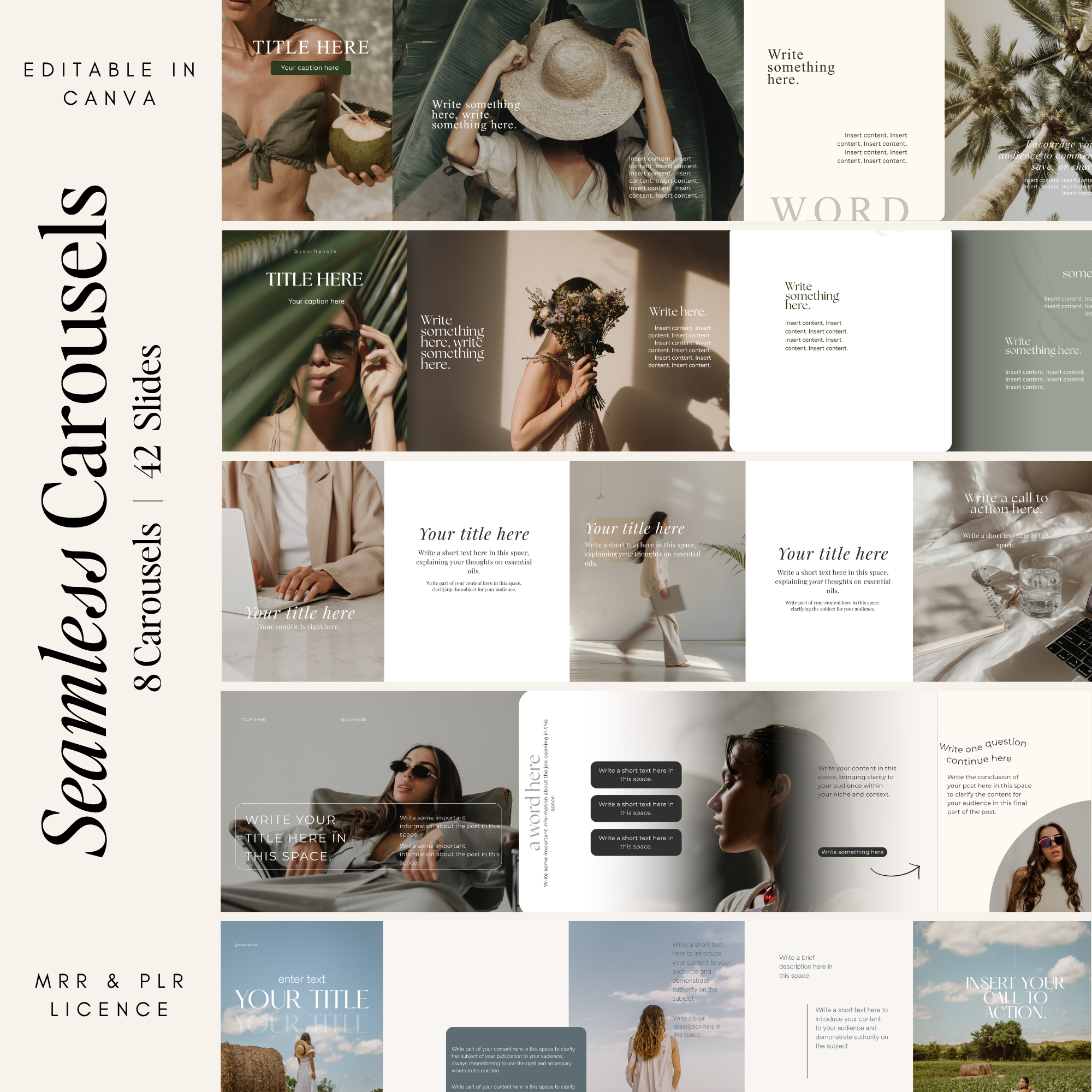 Seamless Instagram Carousel Templates VOL1 - Digital Product Elevate Her Studio