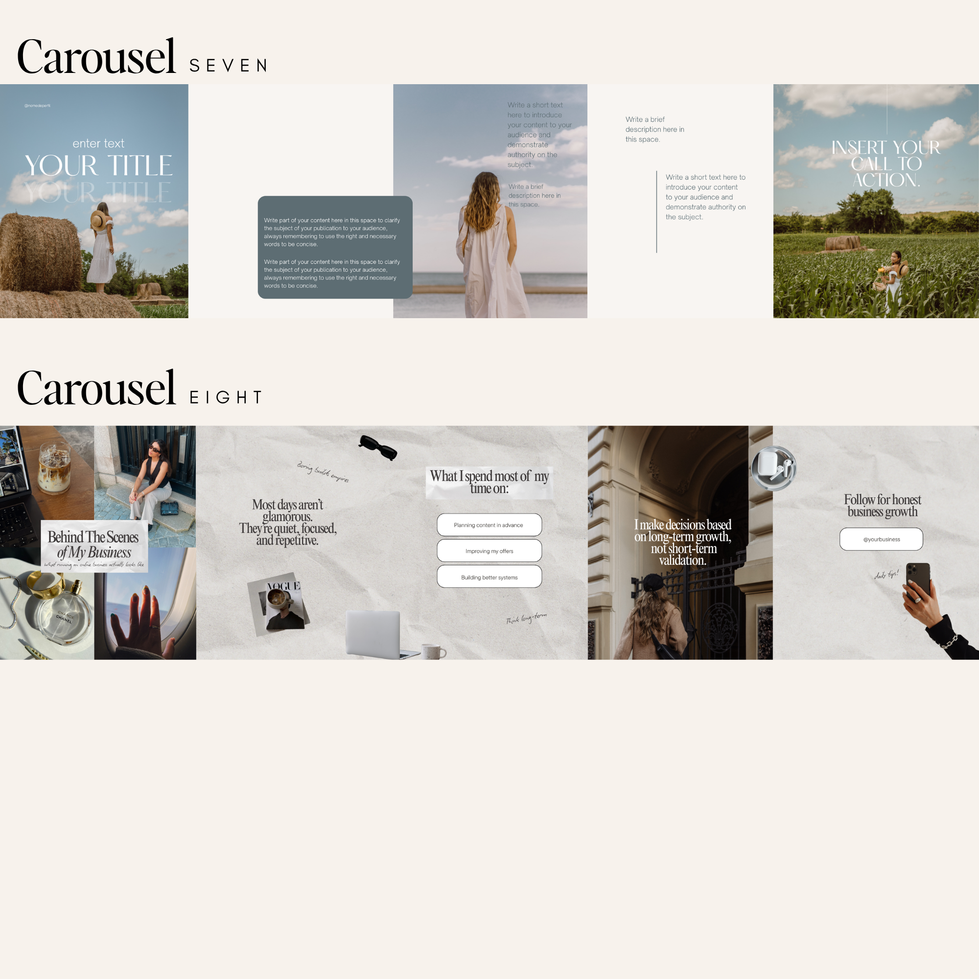 Seamless Instagram Carousel Templates VOL1 - Digital Product Elevate Her Studio
