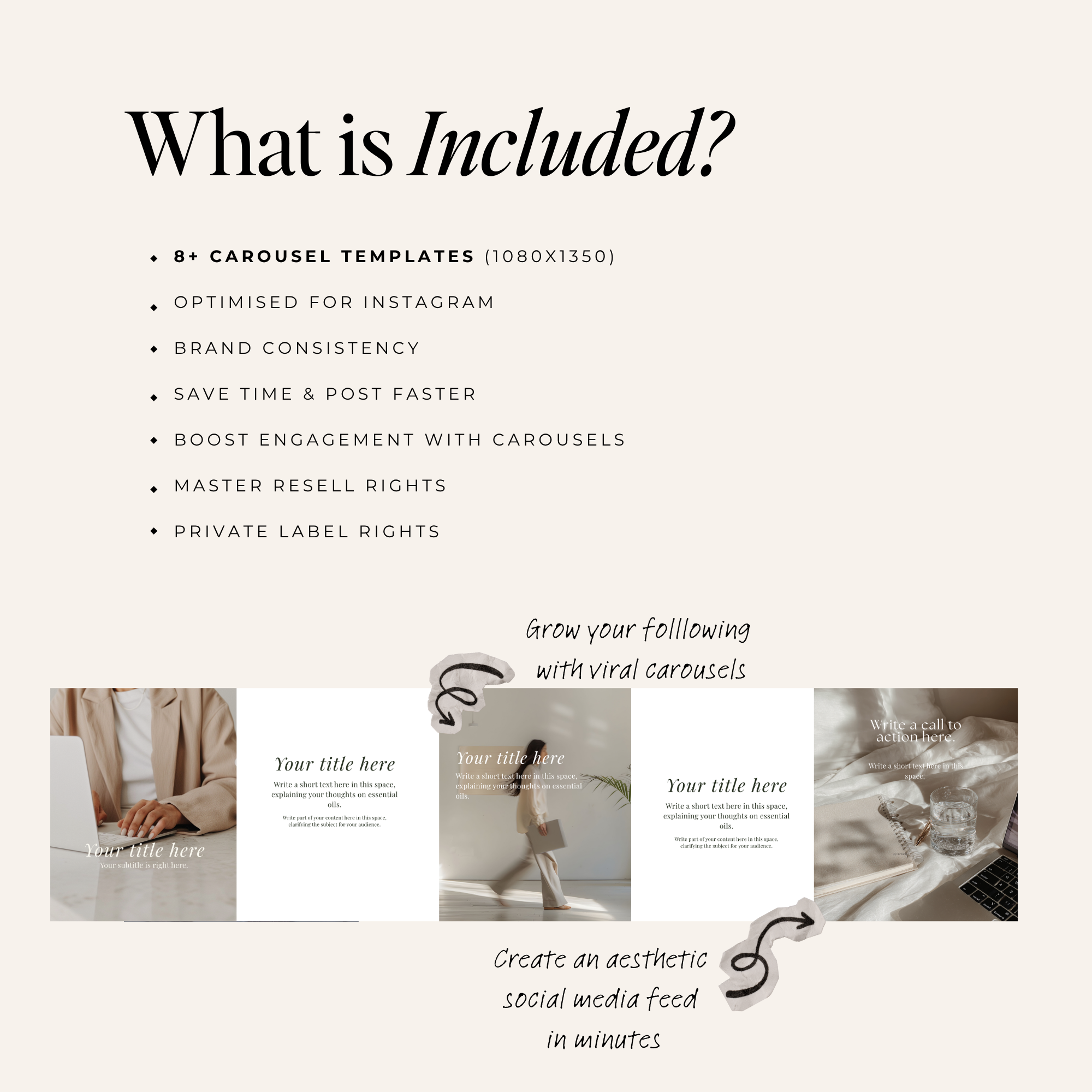 Seamless Instagram Carousel Templates VOL1 - Digital Product Elevate Her Studio