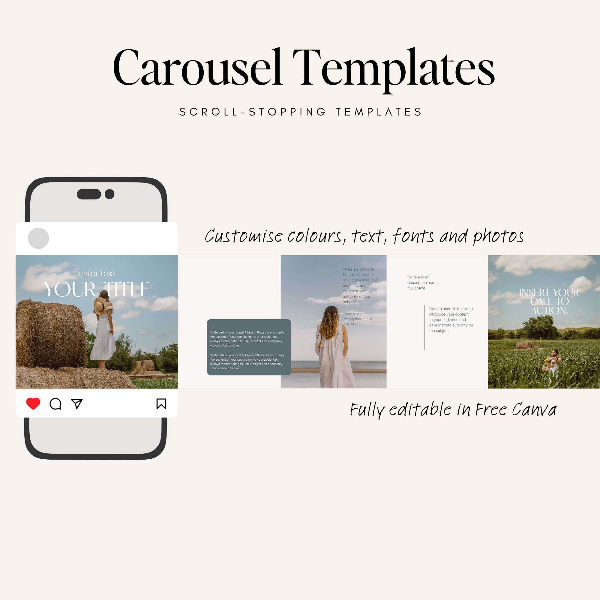 Seamless Instagram Carousel Templates VOL1 - Digital Product Elevate Her Studio