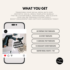 100 Instagram templates for social media managers, featuring posts, stories, viral carousels, and highlight covers, customisable in Canva.