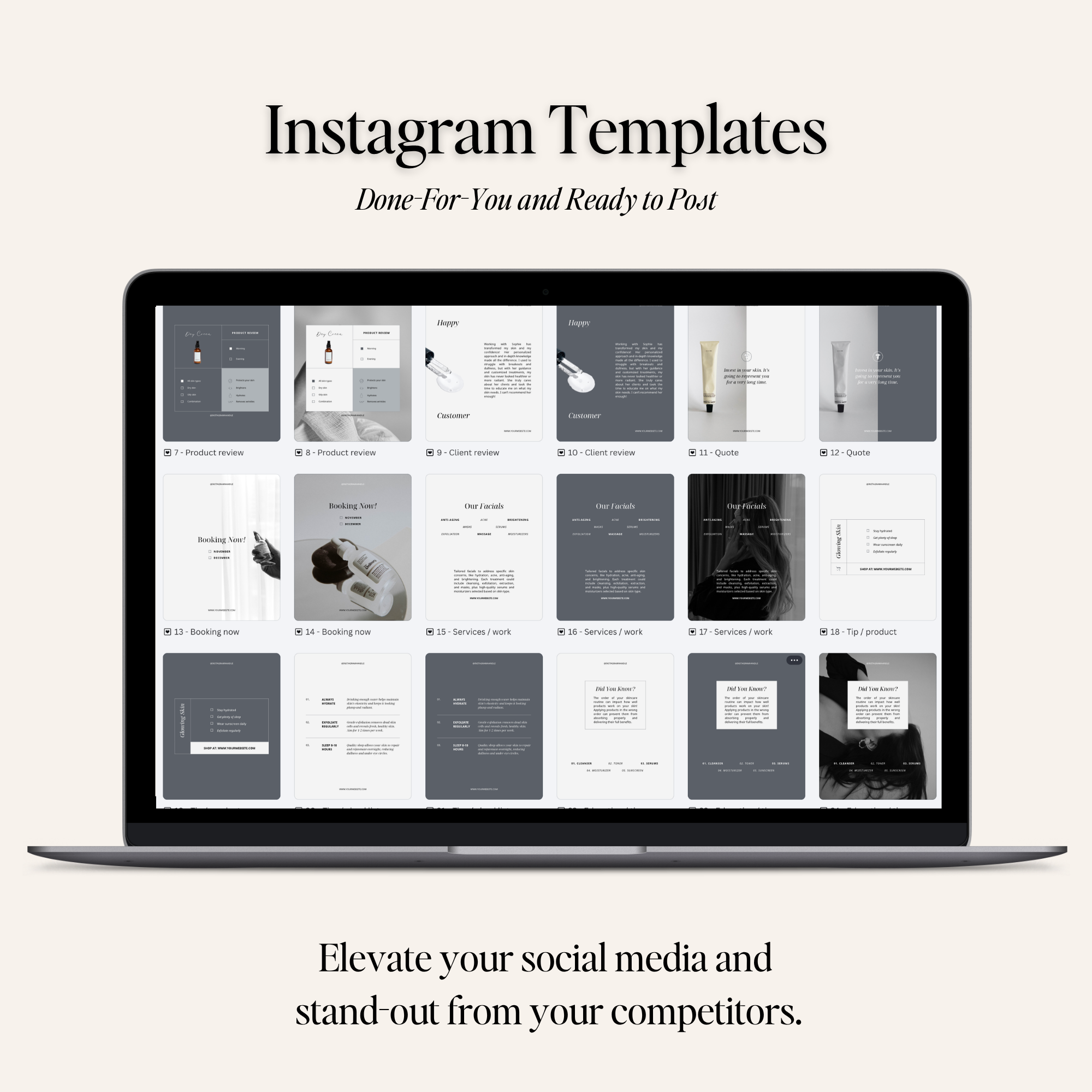 Done for you skincare Instagram templates ready to post elevate your social media