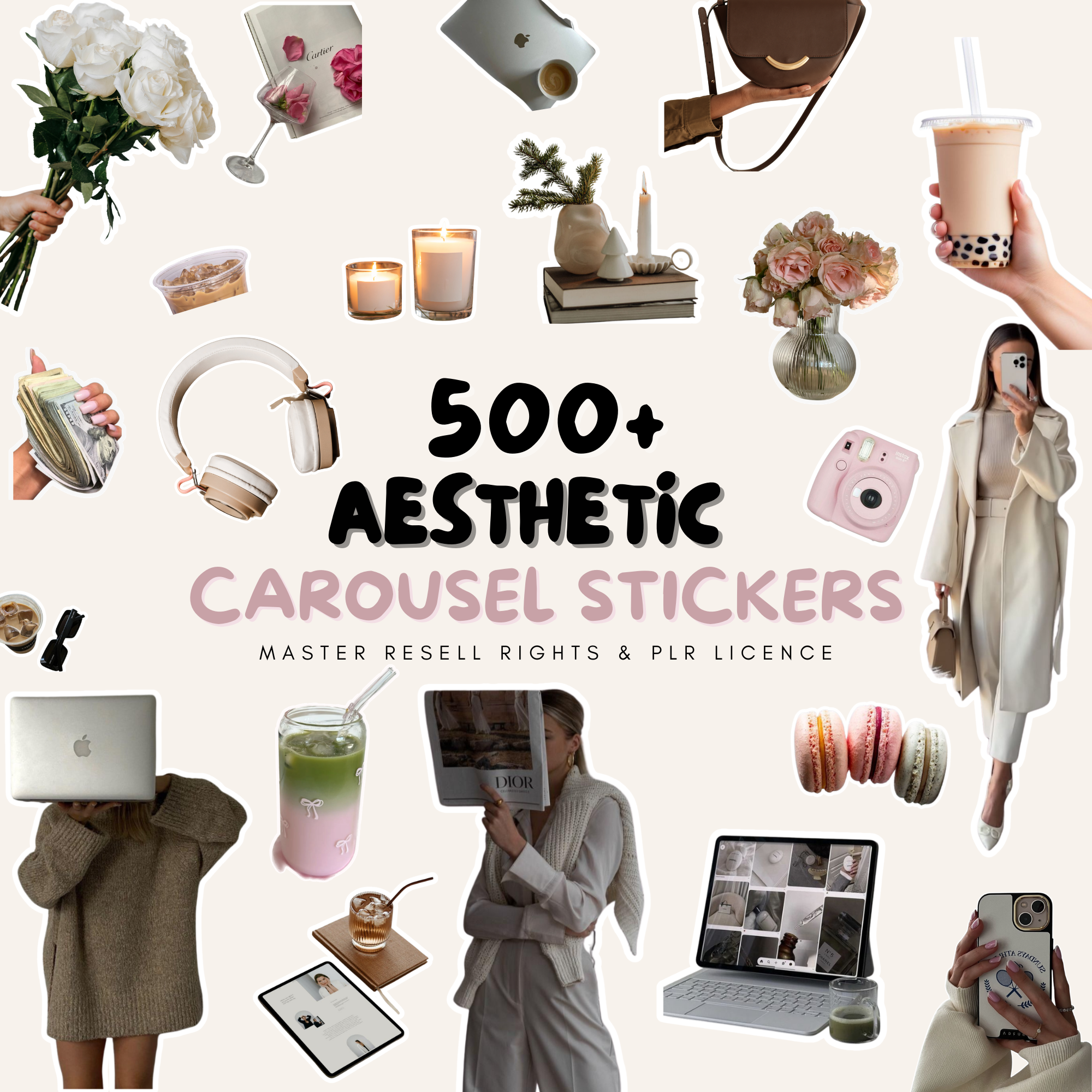 Aesthetic Carousel Stickers - Digital Product Elevate Her Studio