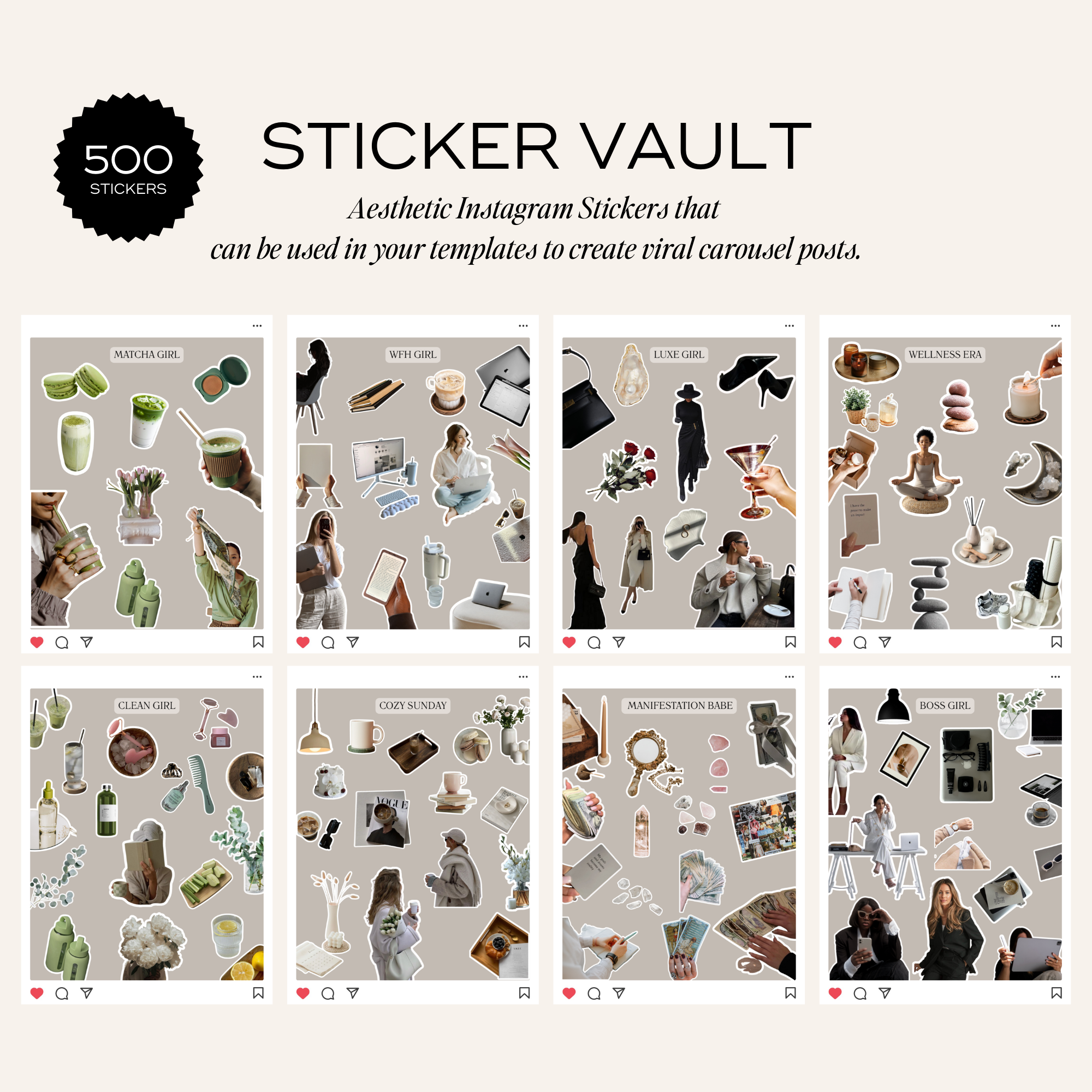 Aesthetic Carousel Stickers - Digital Product Elevate Her Studio