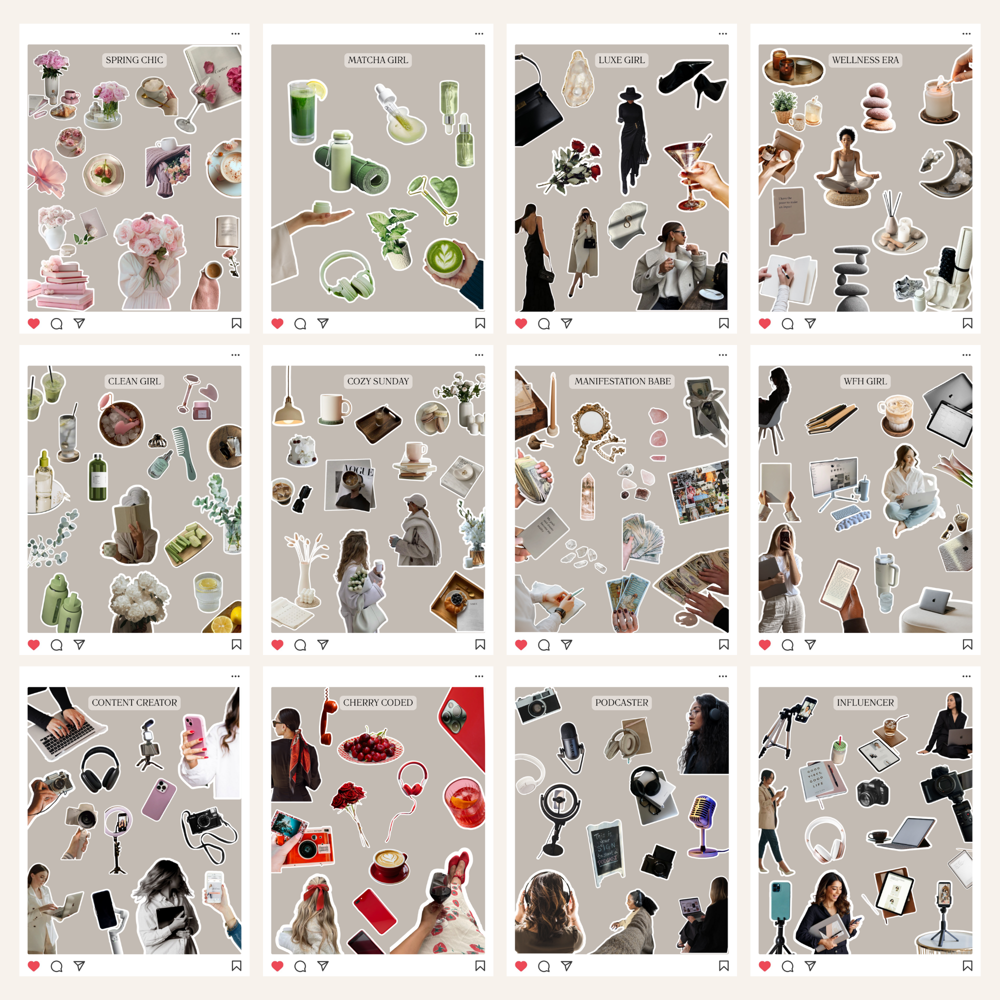 Aesthetic Carousel Stickers - Digital Product Elevate Her Studio