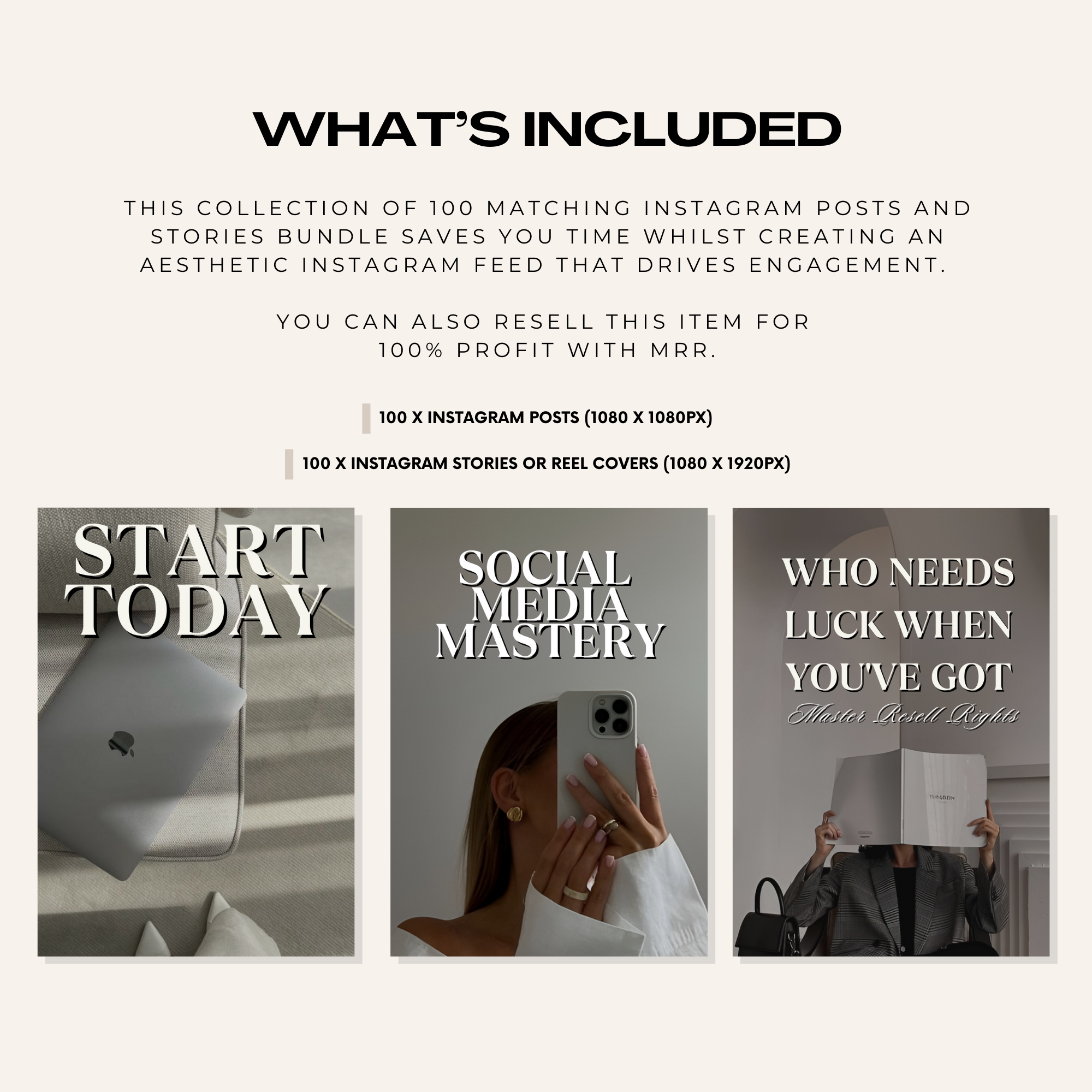 100 Faceless Marketing Instagram Templates - Elevate Her Agency