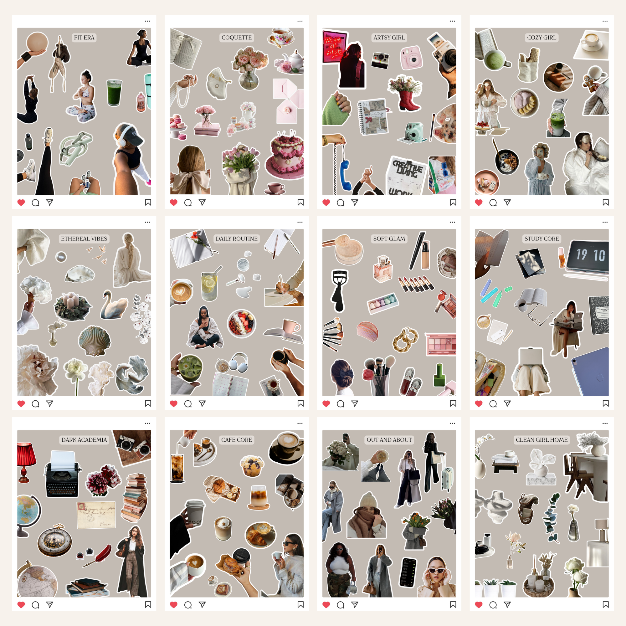 Aesthetic Carousel Stickers - Digital Product Elevate Her Studio