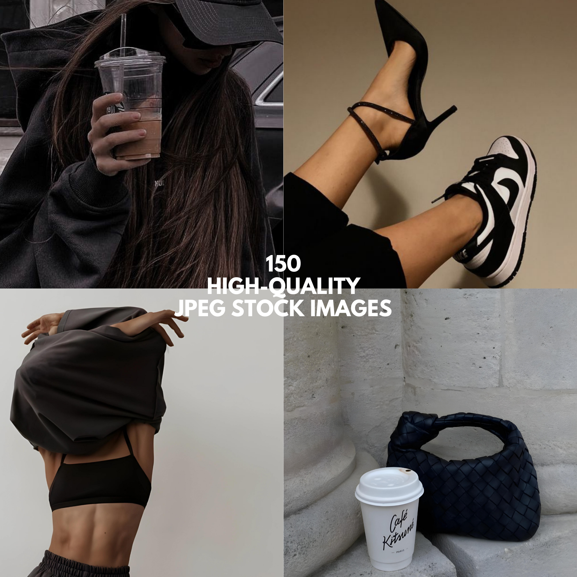 150 high-quality JPEG dark aesthetic stock images featuring luxury fashion, minimalism, and moody photography for digital branding.