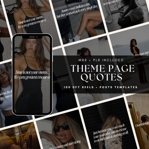 Professional Instagram theme quote templates designed for theme pages, complete with MRR for resale