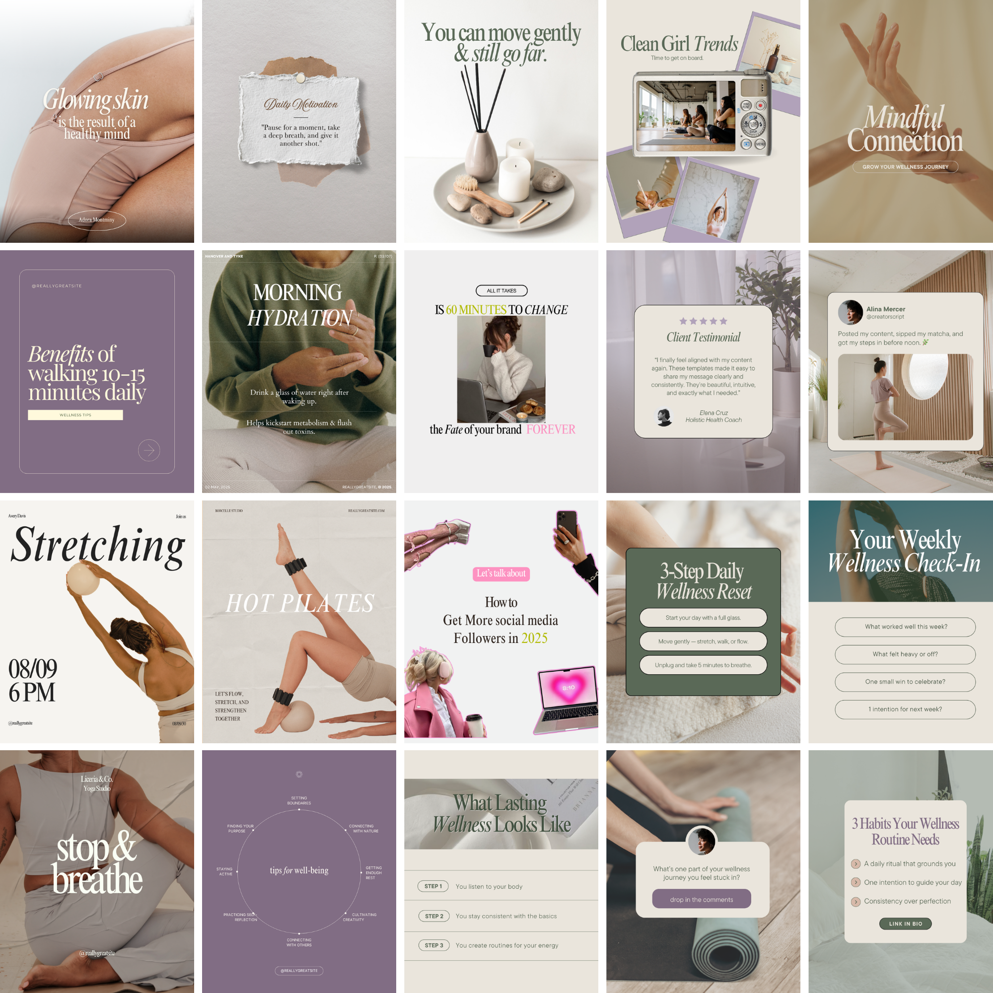 Wellness Instagram Templates Bundle - Digital Product Elevate Her Studio