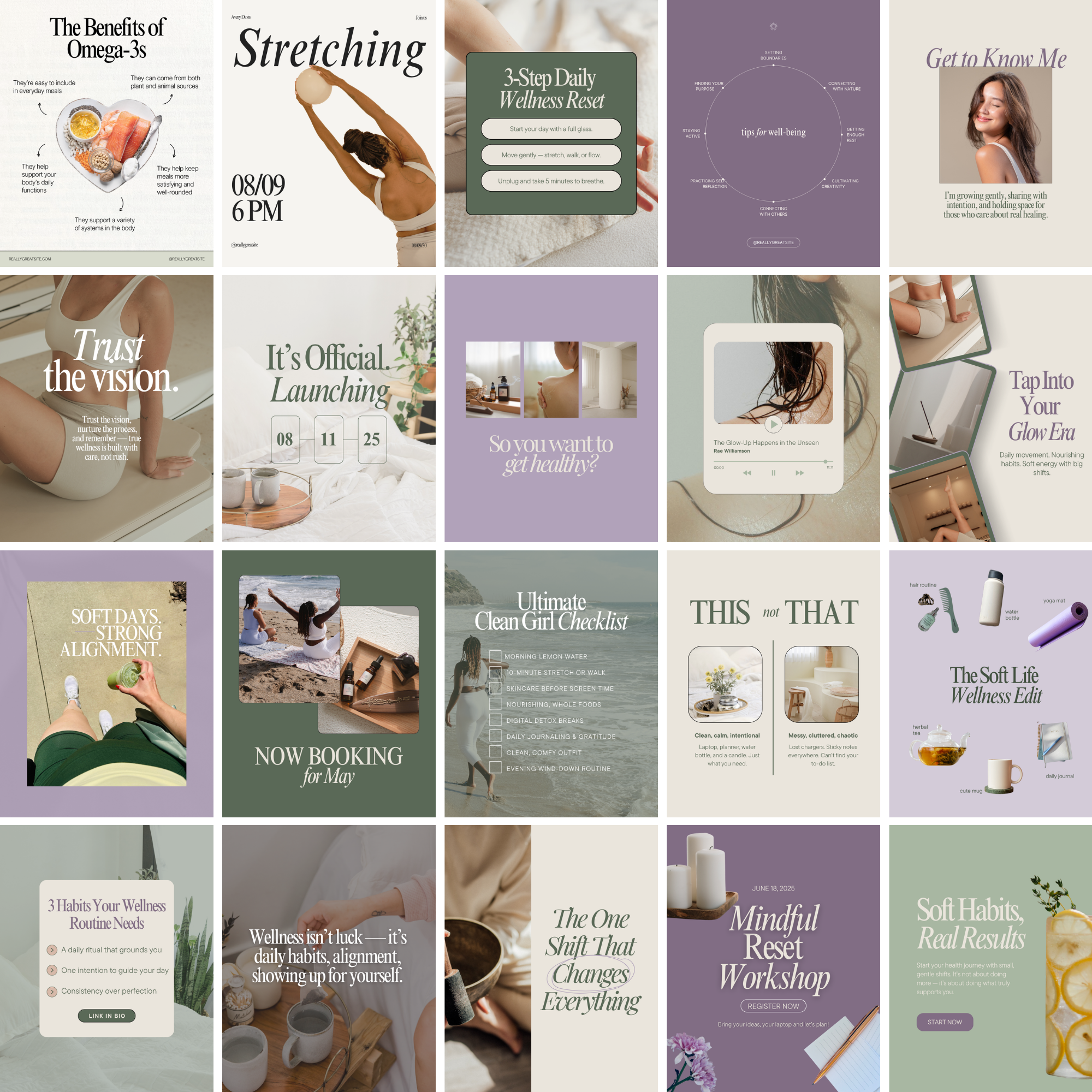 Wellness Instagram Templates Bundle - Digital Product Elevate Her Studio