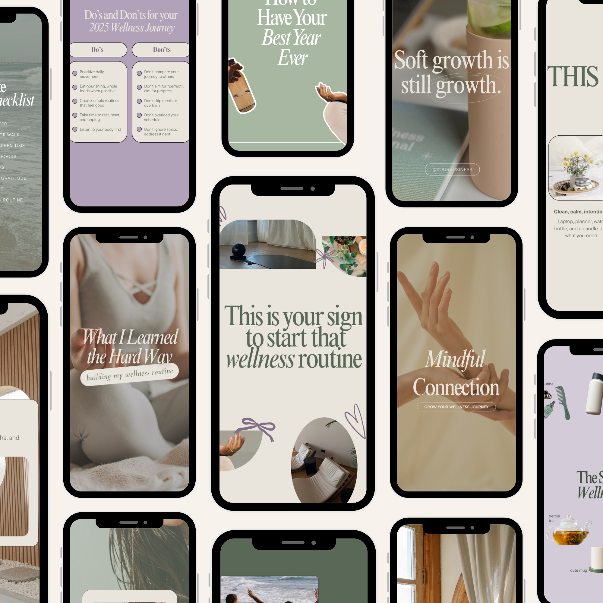 Wellness Instagram Templates Bundle - Digital Product Elevate Her Studio
