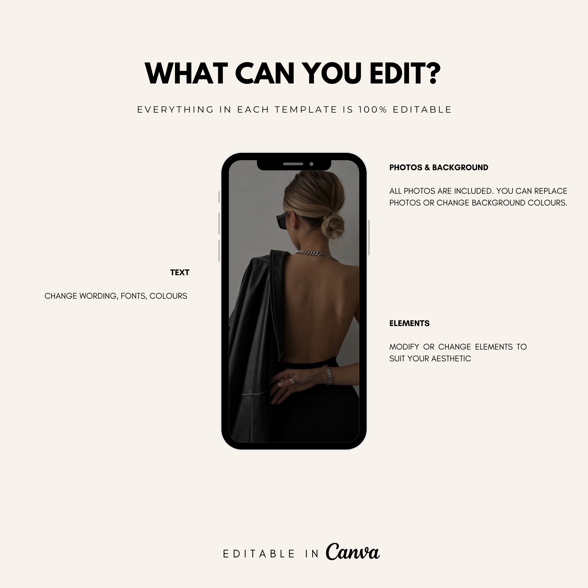 Fully editable dark aesthetic stock images in Canva. Customize text, colors, and elements to match your brand’s unique style.