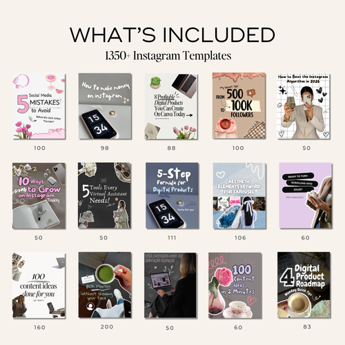 1350 Instagram Carousel Template Bundle - Digital Product Elevate Her Studio