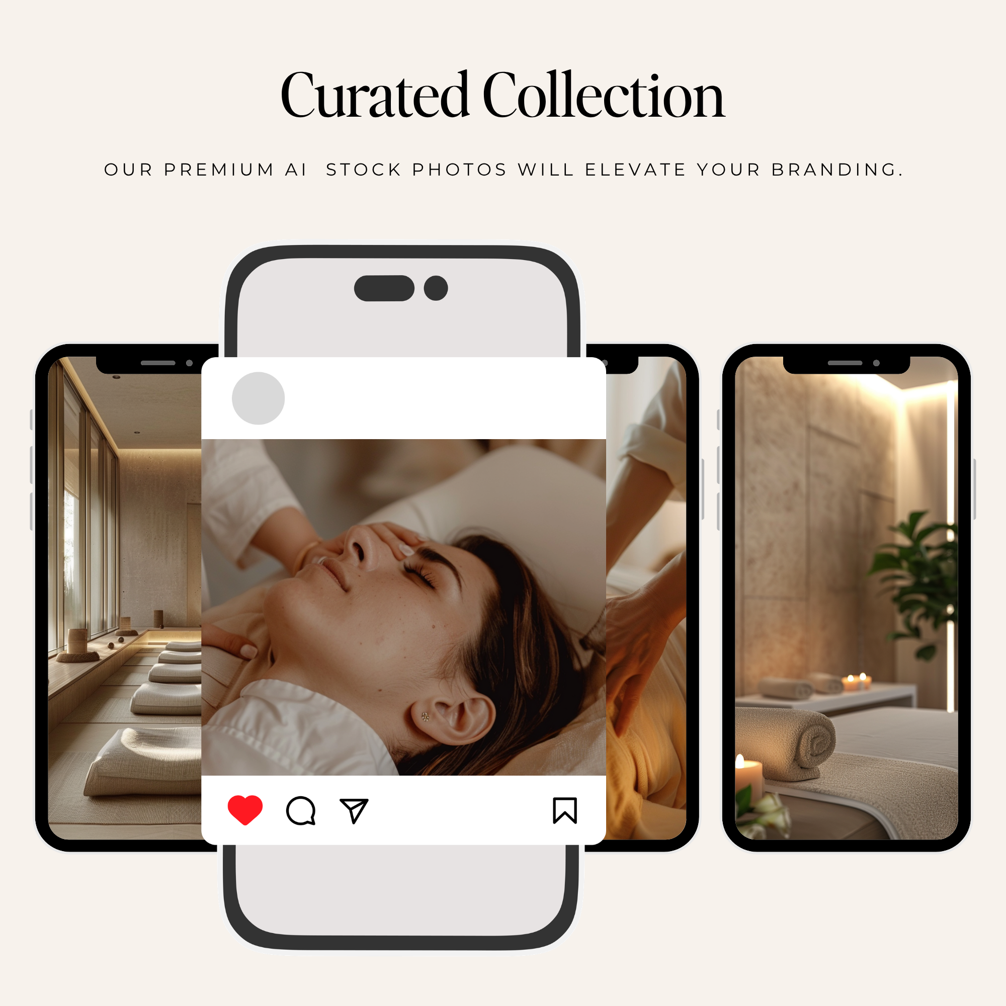 Curated holistic wellness stock photo collection shown on Instagram mobile