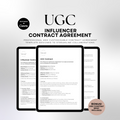 Editable Influencer & UGC Contract Template: A professional agreement designed in Canva, featuring essential clauses for terms and partnerships.